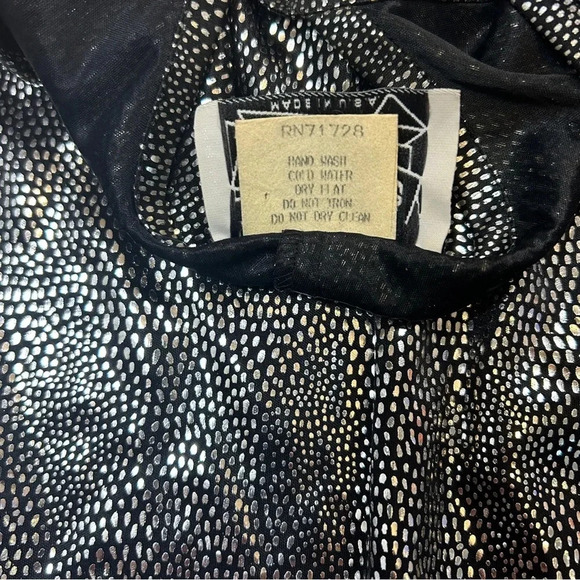 Vintage 90s TRUST ME Black & Silver Metallic Slip Mini Party Dress / Size 5 - Picture 7 of 7